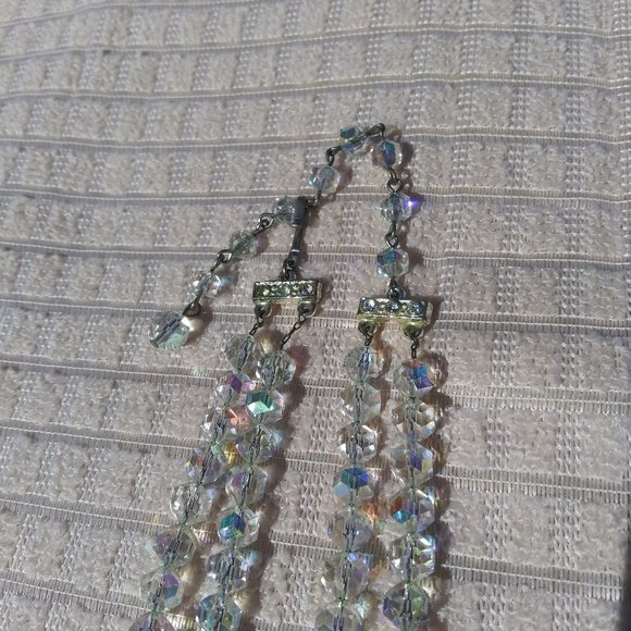 Vintage Double Strand Graduated Crystal Necklace 16 3/4" - Picture 9 of 10